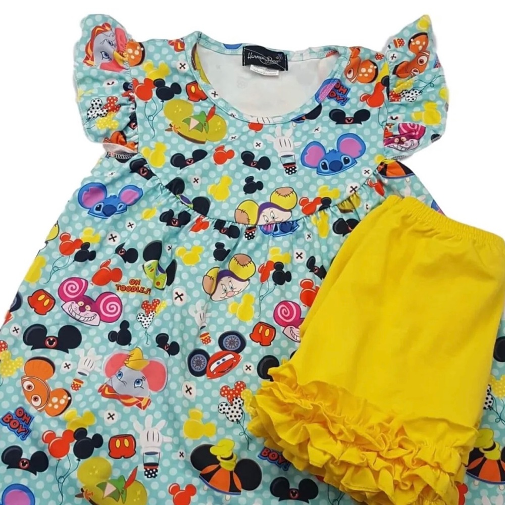 New Girls Boutique Harmony Bee sz 3T Mickey & friends Shorts Tunic Dress Set M